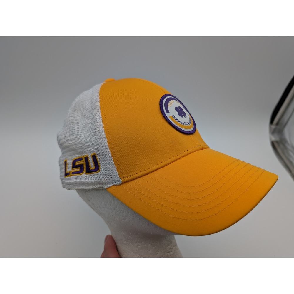 Black Clover LSU Tigers Trucker Hat Yellow White Live Lucky Snapback Cap